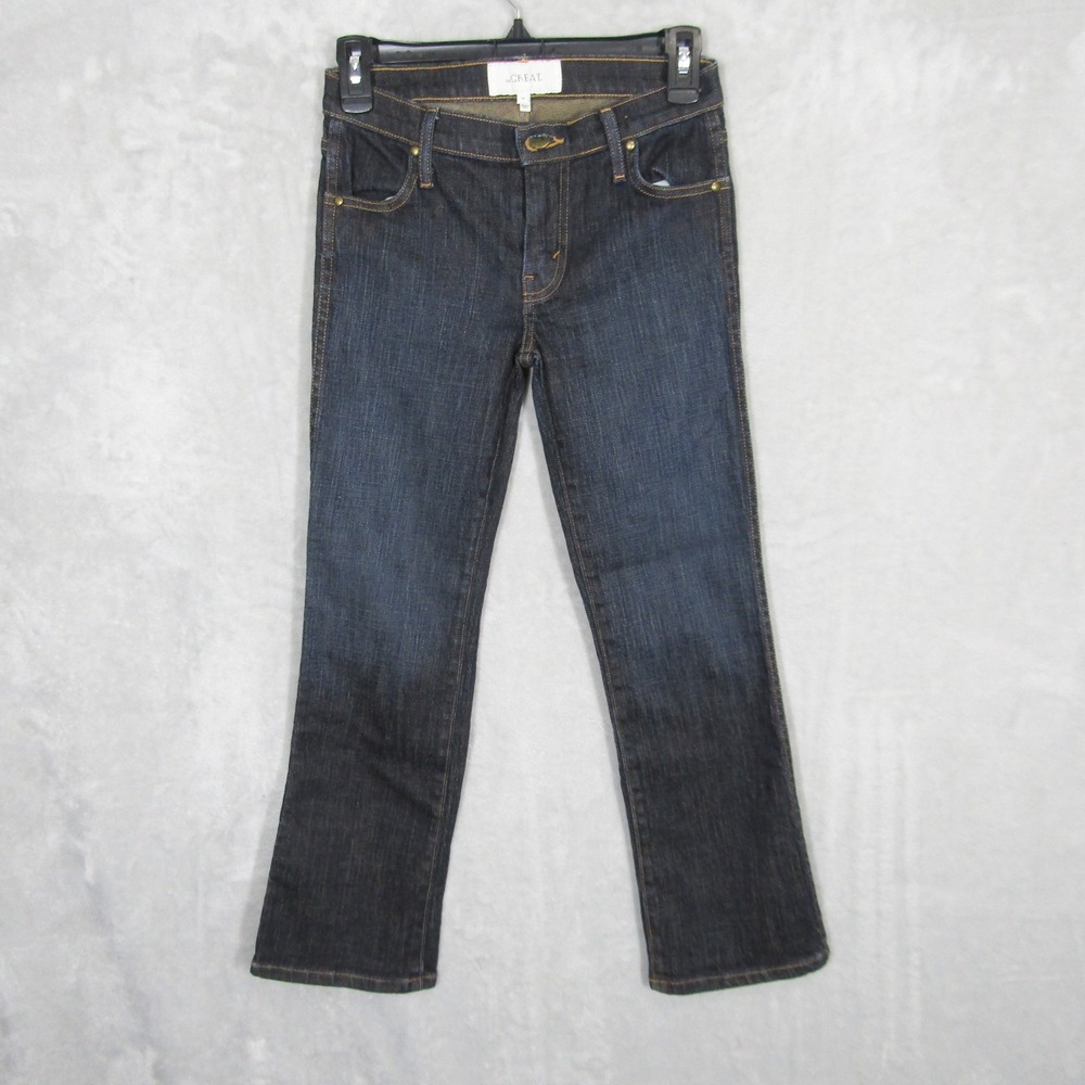 THE GREAT Women's Dark Wash Denim Jeans Straight Leg Crop Size 24 The Nerd